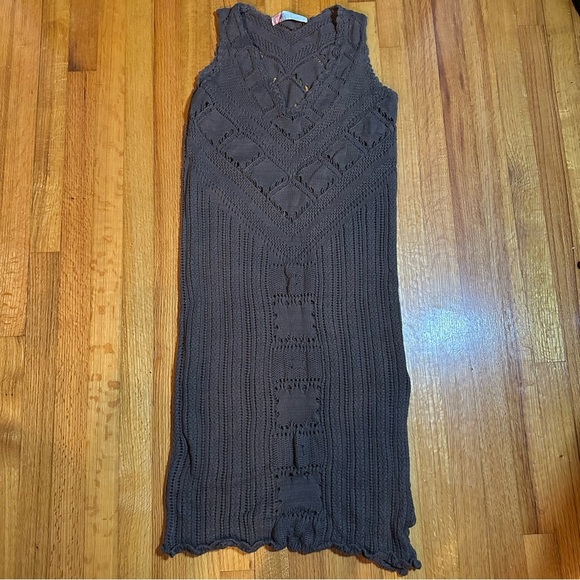 FP Beach Crochet Dress Womens S Brown Knit Swim Coverup Beach Boho Beachy(a4 - Picture 2 of 13